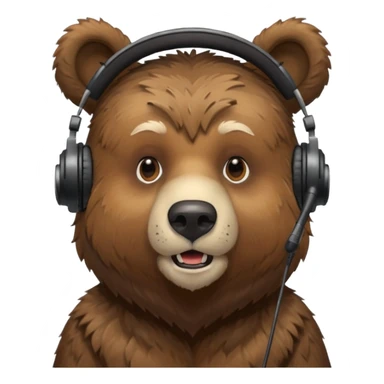 a bear with headset mic sticker