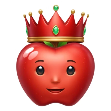 A red crown in the style of apple emojis, with a gem on the top sticker
