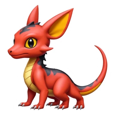 Cute Exotic Colorful Guilmon-Salandit-Umbreon-Charmeleon-Fakémon-hybrid-creature (full body)  sticker