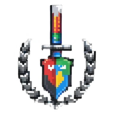 gaming console with sword server logo sticker