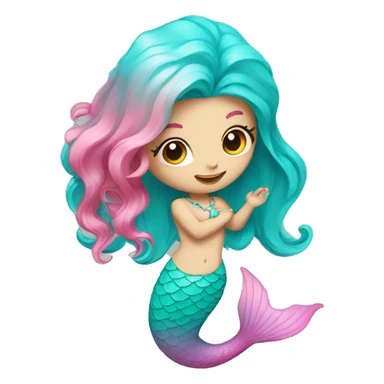 pale mermaid with turquoise tail and pink hair sticker