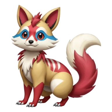 Colorful Skilled Adept Graceful Asian Painted Furret-Zeraora-Lycanroc-Zangoose-fusion-hybrid-creature (full body) sticker