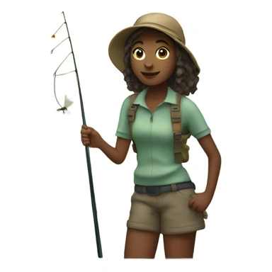 Teenage Girl standing in a stream fishing with a fly rod sticker