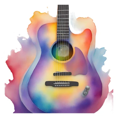 guitar in watercolor style sticker