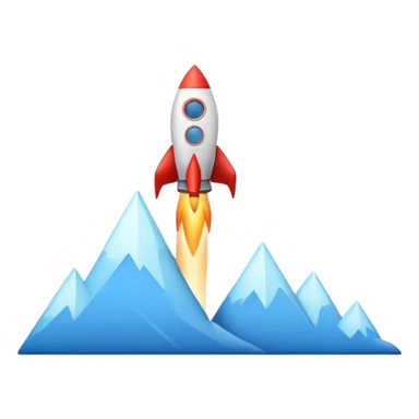 Minimalist emoji of a growth graph. The rising line forms a smooth trail, ending with a small rocket taking off sticker