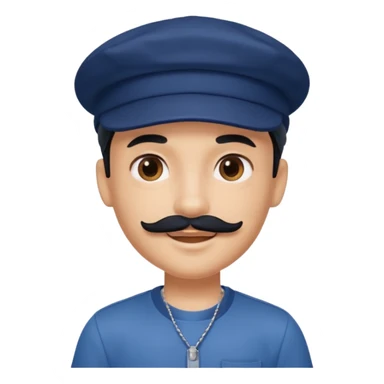 generate a pretty bratz boy wearing a dark blue cap and shirt. 

Mustache- black sticker