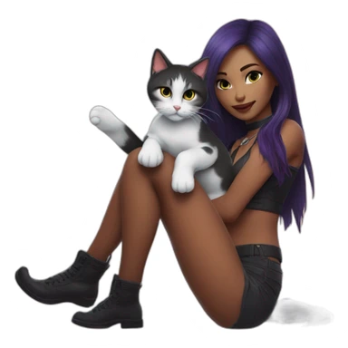 Katarina felene posing legs with cat sticker