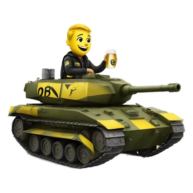 Bvb dortmund fan riding on a tank with a beer. sticker