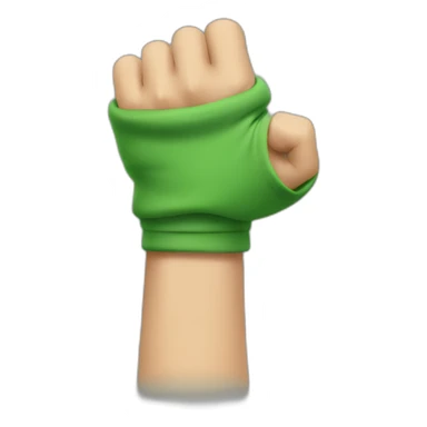 Arm with a green hoodie sleeve sticker