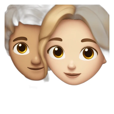 white skin girl with blue eyes and long light brown hair hugging white skin boyfriend with brown eyes and brown hair sticker