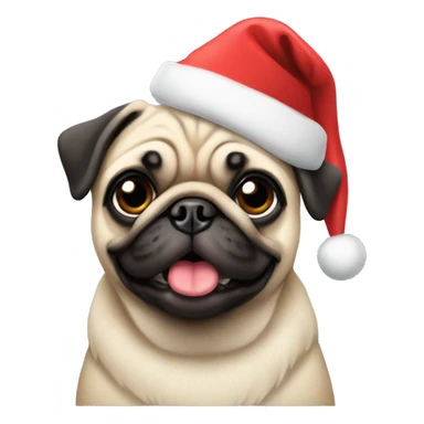 A pug with a christmas hat sticker