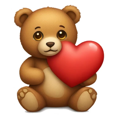 teddy bear holding a heart sticker