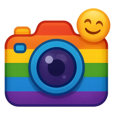 gay pride emoji, rainbow camera, creative and fun sticker