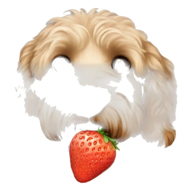 labradoodle with a strawberry nose sticker