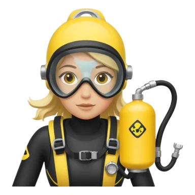 scuba diving girl blonde with yellow oxygen tank sticker