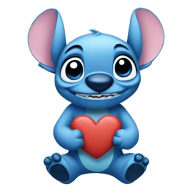 Stitch with heart  sticker