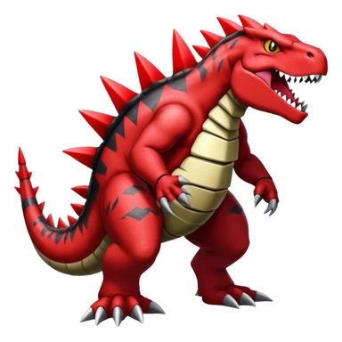 Badass black and red Groudon-salazzle-tyranitar-hybrid, full body sticker