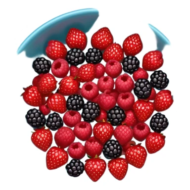 bowl negro solo de frutos rojos: fresas, moras, frambuesas. con vista desde arriba. sticker