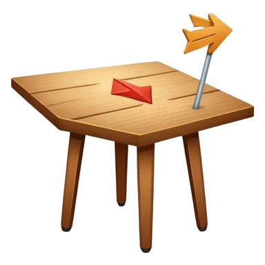 tavolo con freccia verso un piede sticker