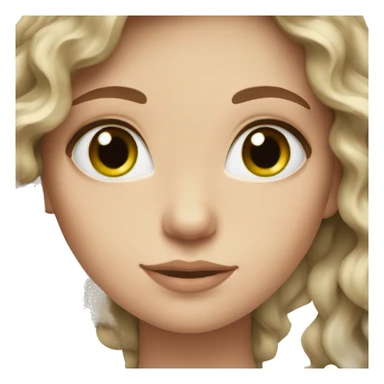 White girl with green eyes and long brown wavy hair sticker