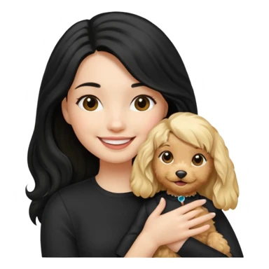 Make a girl with long black silky  hair holding a cockapoo make the cockapoo blonde sticker