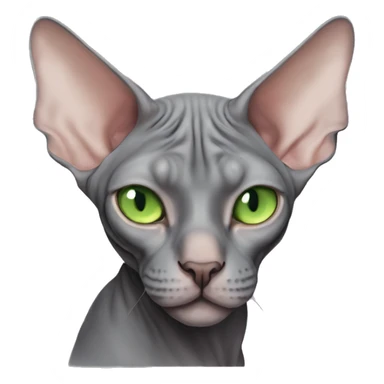 Dark grey sphynx cat green eyes sleeping  sticker