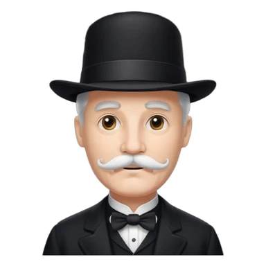 very big white moustachhe and typical 1900 elegant clothes and hat in black sticker