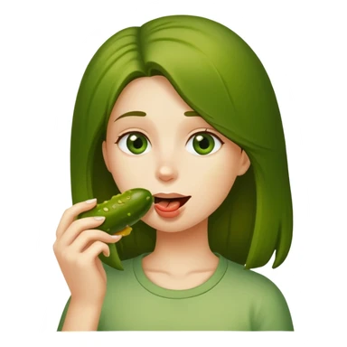 girl eating pickle sticker