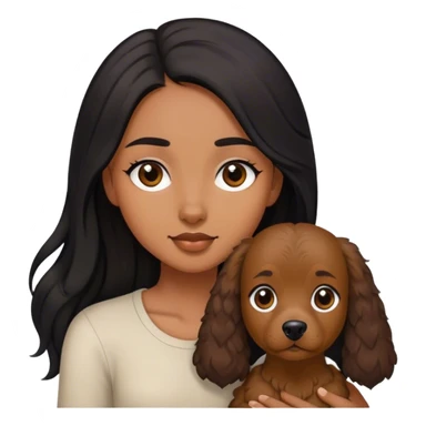 Brown Pudel dog and black hair girl sticker