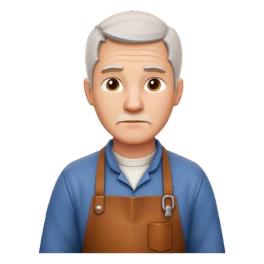 master woodcraft carpenter portrait, head and shoulders only, leather apron collar, carved wood patterns visible, thoughtful focused look, artisan vibe, 3D cartoon, mobile game icon style, clean background, no text, no watermark
 sticker