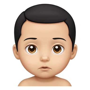 Judgmental baby with black hair shorter on sides of head and tan skin sticker