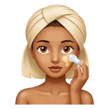 a girl applying cream on face sticker