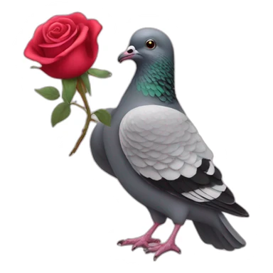 a pigeon carrying a rose sticker