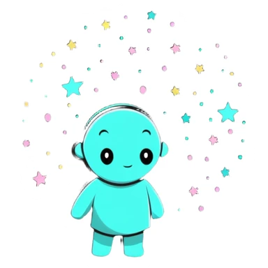 Person fading away into sparkles and stars, magical disappearance effect sticker