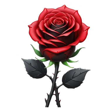 A pitch-dark obsidian-black aesthetic rose with a black stem, it has blood splatter on it  sticker