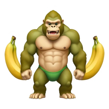 A yellow curved banana body with a muscular green gorilla head on top, showing teeth sticker