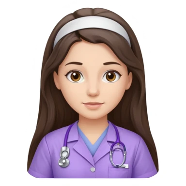 pretty brunette nurse with long hair in lilac scrubs sticker