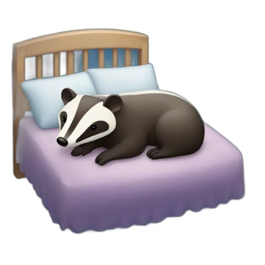 Badger with a nightcap on in a bed with sky full of stars sticker