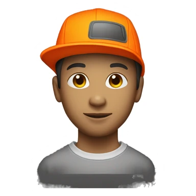 Young man Dave Lister wearing neon orange jacket and bucket hat 420 sticker