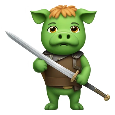 Green pig with a sword sticker