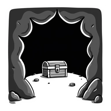 a cave, hand-drawn doodle style sticker