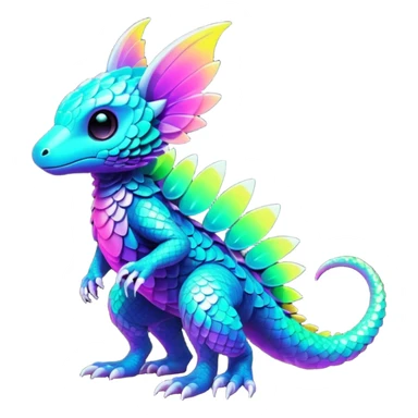 futuristic lush random-colored neon-colored Fakémon-Trico-creature (full body) sticker