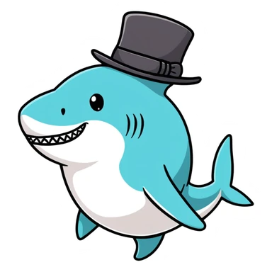 Shark with a top hat sticker