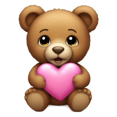 A teddy bear holds a pink heart in its paws sticker