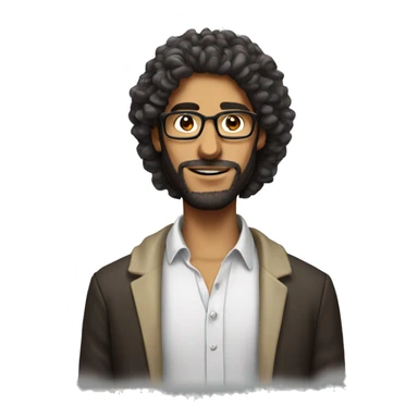 make an arab giga chad man with long hair and glasses and curly hair sticker