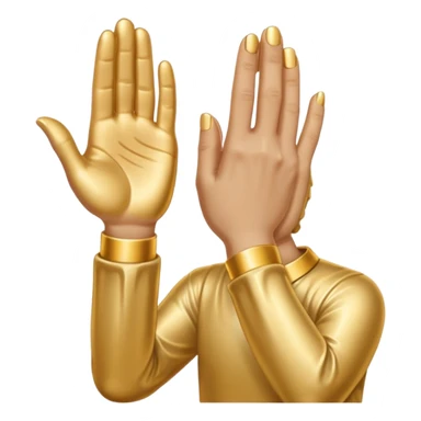 Emoji-style praying metallic hands, realistic proportions, clean outlines sticker