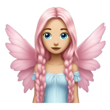 big wings, rose, Beautiful, fairy, pink, long hair, blue eyes  sticker