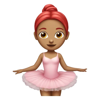 White skin ballerina with pink dress and red hair sticker