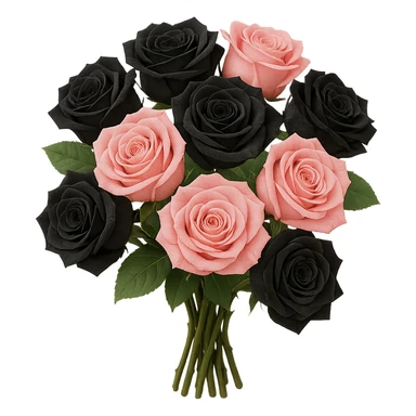 bouquet of black and pink roses , remove background sticker