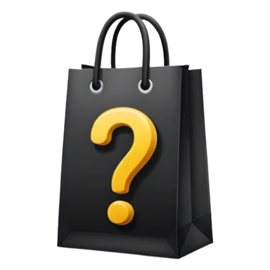 black goodiebag with questions mark stuffed in it  sticker